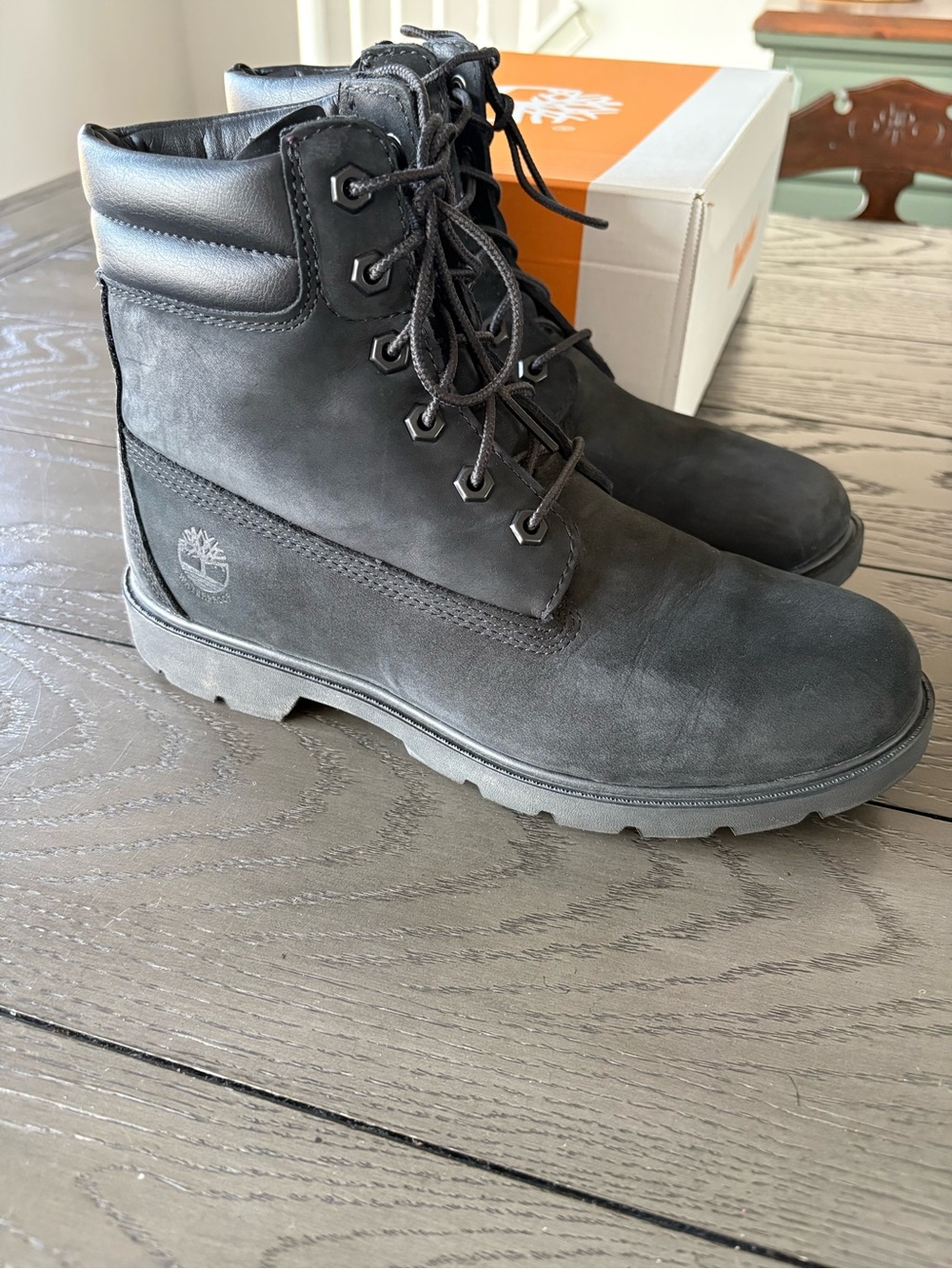 Timberland Men's Black Lace-Up Nubuck Work Boots